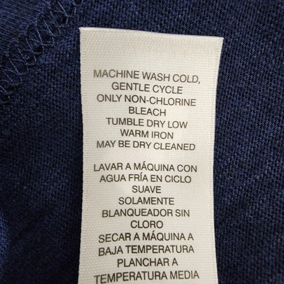 Chico's Womens Top Knit Button 3/4 Tab Sleeve Blue Pockets Collared Size 2 Large - Picture 9 of 10